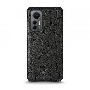 Кожаная накладка Stenk Reptile Cover для Xiaomi 12 Lite Чёрная