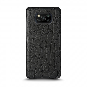 Кожаная накладка Stenk Reptile Cover для Xiaomi Poco X3 Pro (NFC) Чёрная