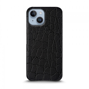 Кожаная накладка Stenk Reptile Cover для Apple iPhone 14 Чёрная