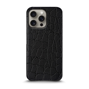 Кожаная накладка Stenk Reptile Cover для Apple iPhone 15 Pro Чёрная