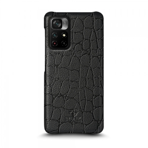 Кожаная накладка Stenk Reptile Cover для Xiaomi Poco M4 Pro 5G Чёрная