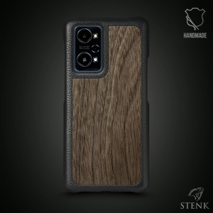 Кожаная накладка Stenk WoodBacker для Realme GT Neo 3T Чёрная