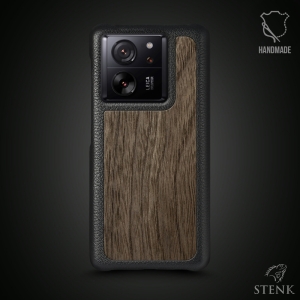 Шкіряна накладка Stenk WoodBacker для Xiaomi 13T / 13T Pro Чорна