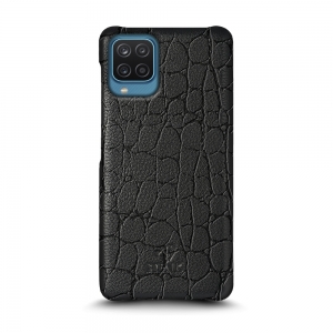 Кожаная накладка Stenk Reptile Cover для Samsung Galaxy A12 Чёрная
