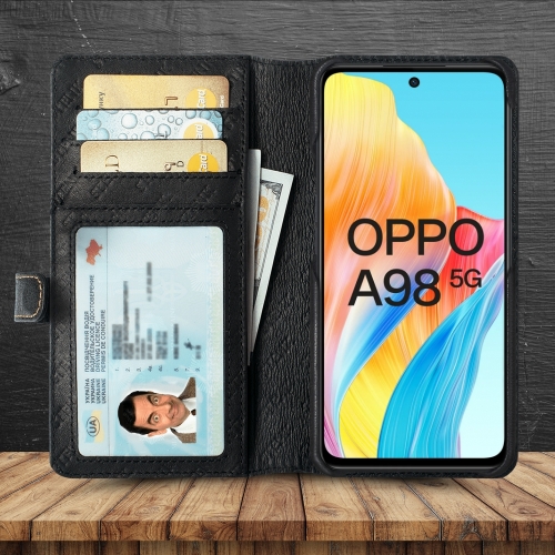 чохол-гаманець на OPPO A98 Чорний Stenk Premium Wallet фото 2