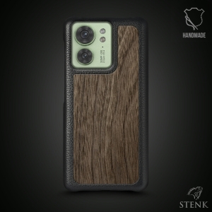 Шкіряна накладка Stenk WoodBacker для Motorola Edge 40 Чорна