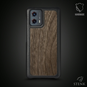 Кожаная накладка Stenk WoodBacker для Motorola Moto G (2023) Чёрная