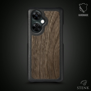 Кожаная накладка Stenk WoodBacker для OnePlus Nord N30 Чёрная