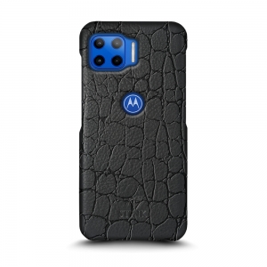 Кожаная накладка Stenk Reptile Cover для Motorola Moto G 5G Plus Чёрная