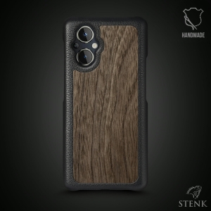 Кожаная накладка Stenk WoodBacker для OnePlus Nord N20 5G Чёрная
