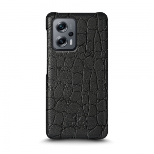 Кожаная накладка Stenk Reptile Cover для Xiaomi Poco X4 GT Чёрная