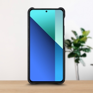 Кожаная накладка Stenk WoodBacker для Xiaomi Redmi Note 13 4G Чёрная
