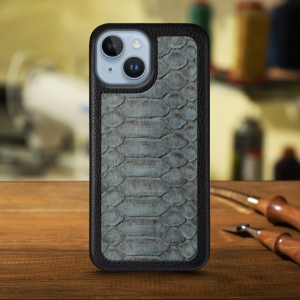 Кожаная накладка Stenk ExBacker Python Scales для Apple iPhone 14 Серый