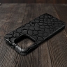 Кожаная накладка Stenk Reptile Cover для Apple iPhone 13 Pro Чёрная