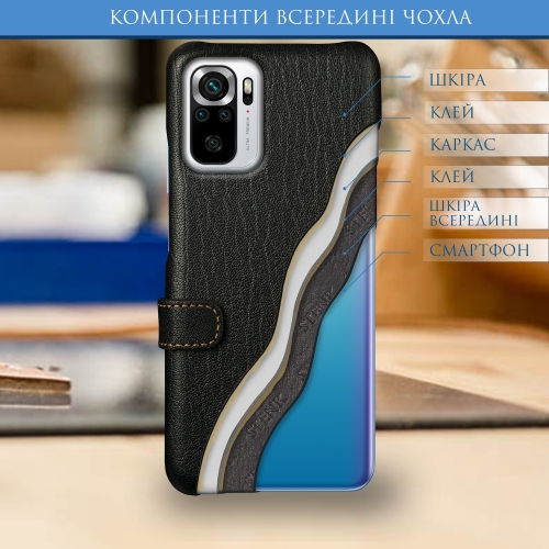 чехол-книжка на Xiaomi Redmi Note 10S Черный Stenk Premium фото 5
