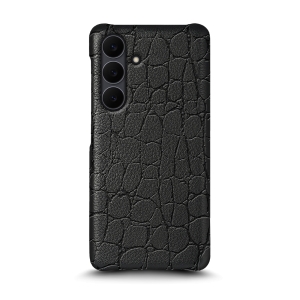 Кожаная накладка Stenk Reptile Cover для Samsung Galaxy S25 FE Чёрная