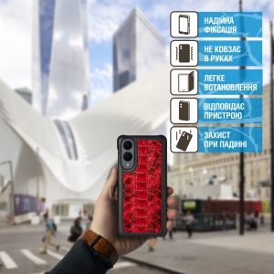 Шкіряна накладка Stenk ExBacker Python Scales Samsung Galaxy S25 Edge Червоний