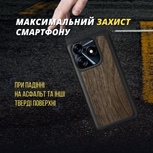 Шкіряна накладка Stenk WoodBacker для TECNO Spark 10 Чорна