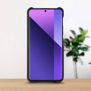 Шкіряна накладка Stenk WoodBacker для Xiaomi Redmi Note 13 Pro Plus Чорна