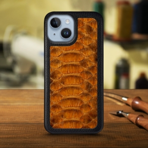 Кожаная накладка Stenk ExBacker Python Scales для Apple iPhone 14 Коричневый