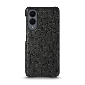Кожаная накладка Stenk Reptile Cover для Samsung Galaxy S25 Edge Чёрная
