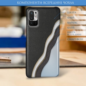 Кожаная накладка Stenk Cover для Xiaomi Redmi Note 10 5G Чёрная