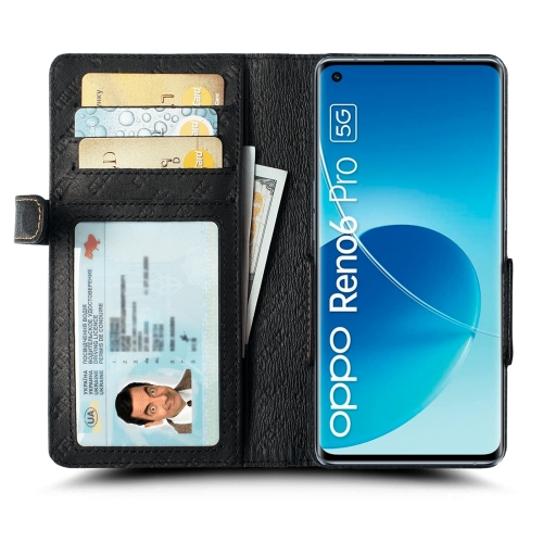 чехол-книжка на OPPO Reno6 Pro 5G (Snapdragon) Черный Stenk Wallet фото 2
