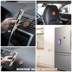 Магнитный держатель Stenk Magio Wooden Белая кожа + дерево корень Мирта