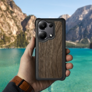 Шкіряна накладка Stenk WoodBacker для Xiaomi Redmi Note 13 Pro 4G Чорна