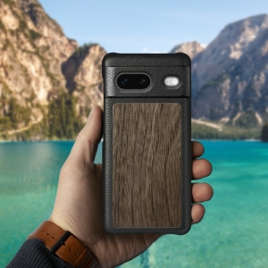 Шкіряна накладка Stenk WoodBacker для Google Pixel 7 Чорна