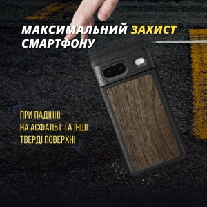 Шкіряна накладка Stenk WoodBacker для Google Pixel 7 Чорна