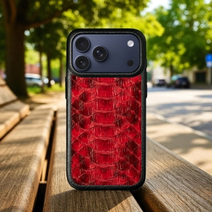 Шкіряна накладка Stenk ExBacker Python Scales для Apple iPhone 17 Pro Червоний