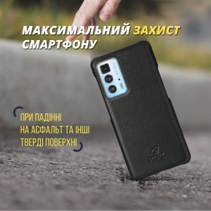 Кожаная накладка Stenk Cover для Motorola Edge 20 Pro Чёрная