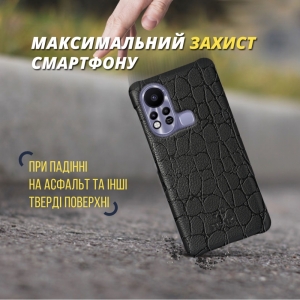 Шкіряна накладка Stenk Reptile Cover для Infinix Hot 11s Чорна