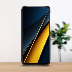 Шкіряна накладка Stenk WoodBacker для Xiaomi Poco X6 Pro Чорна