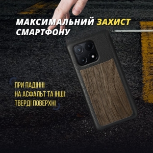 Шкіряна накладка Stenk WoodBacker для Xiaomi Poco X6 Pro Чорна