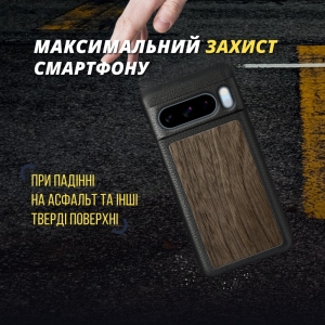 Шкіряна накладка Stenk WoodBacker для Google Pixel 8 Pro Чорна