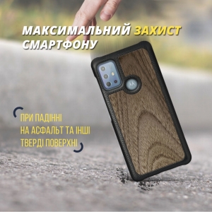 Шкіряна накладка Stenk WoodBacker для Motorola Moto G20 Чорна