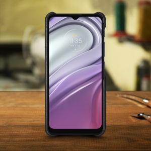 Шкіряна накладка Stenk WoodBacker для Motorola Moto G20 Чорна