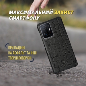 Шкіряна накладка Stenk Reptile Cover для Xiaomi 11T Чорна
