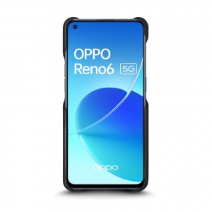 Кожаная накладка Stenk Reptile Cover для OPPO Reno6 5G Чёрная