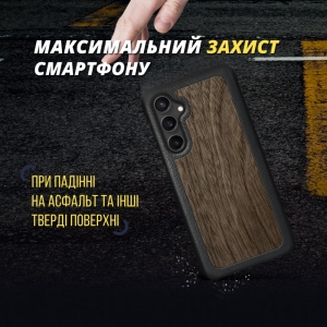 Шкіряна накладка Stenk WoodBacker для Samsung Galaxy S23 FE Чорний