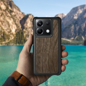 Шкіряна накладка Stenk WoodBacker для Xiaomi Poco X6 Чорна