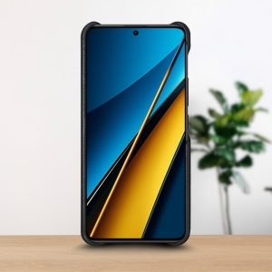 Шкіряна накладка Stenk WoodBacker для Xiaomi Poco X6 Чорна