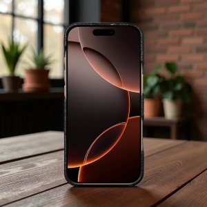 Кожаная накладка Stenk Reptile Cover для Apple iPhone 16 Pro Max Черный