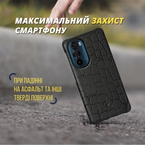 Шкіряна накладка Stenk Reptile Cover для Motorola Edge 30 Pro Чорна