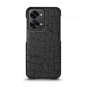 Кожаная накладка Stenk Reptile Cover для OnePlus Nord 2T Чёрная