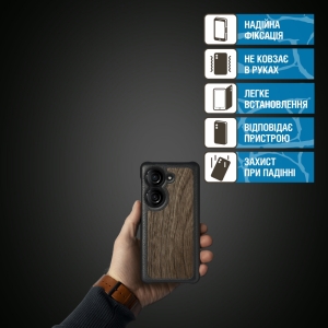 Шкіряна накладка Stenk WoodBacker для ASUS Zenfone 10 5G Чорна