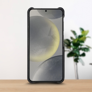 Шкіряна накладка Stenk WoodBacker для Samsung Galaxy S24 Чорна