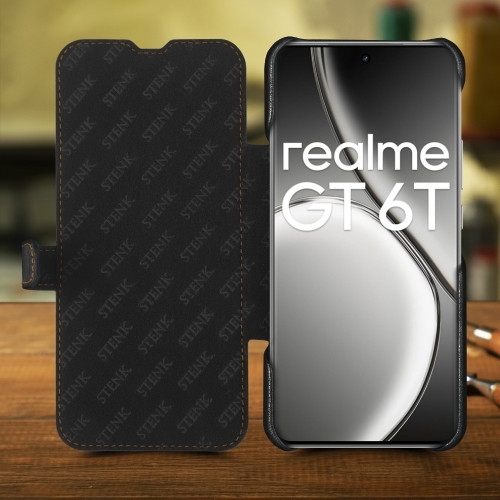 чехол-книжка на Realme GT 6T Черный Stenk Premium фото 2